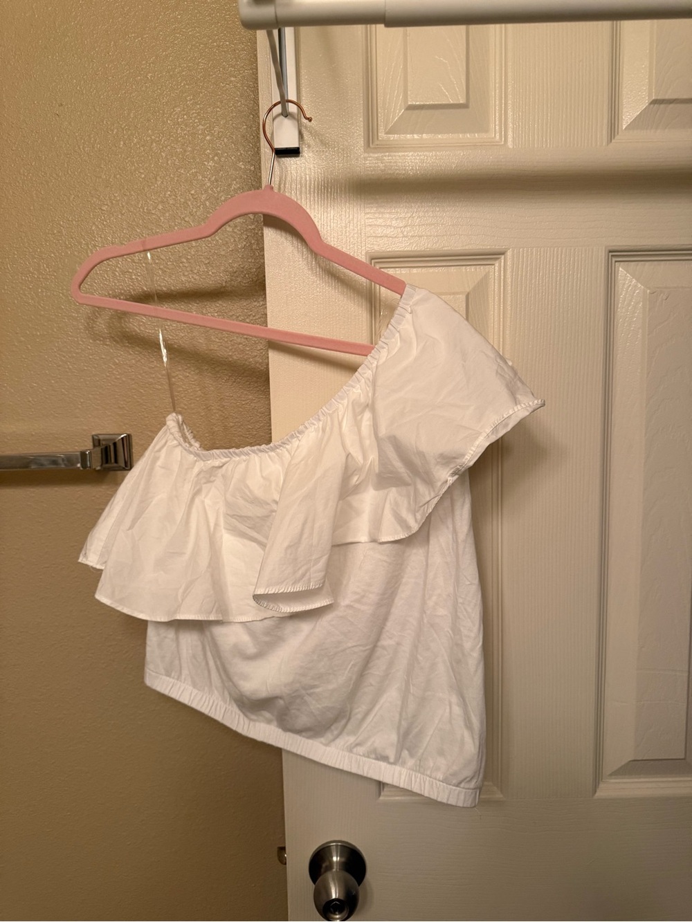 a new day White One-Shoulder Ruffle Crop Top